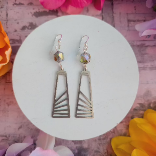 Lighthouse Drop Earrings with AB Czech Crystal Beads