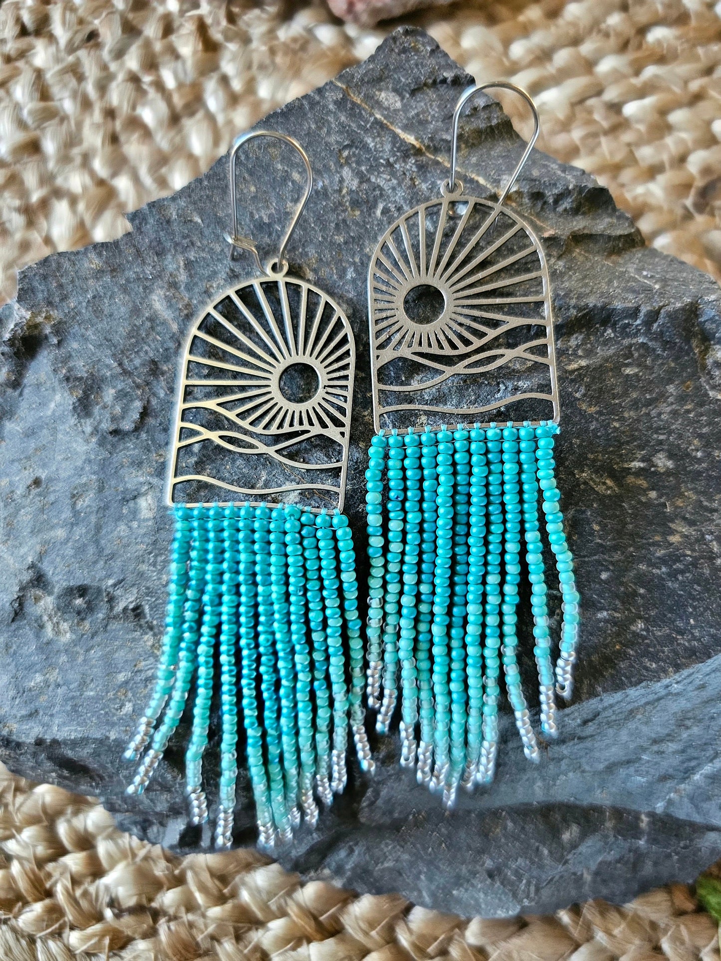 Turquoise and Silver Fringe Earrings