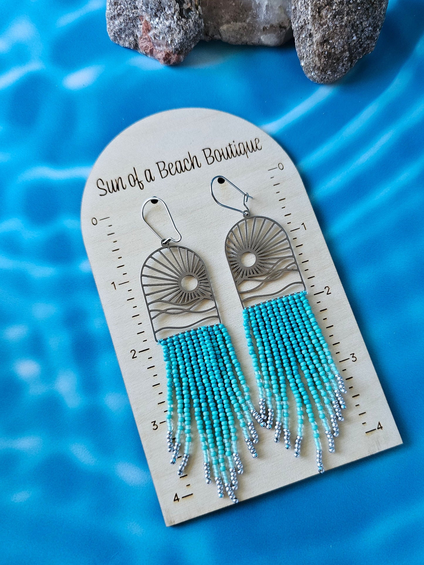 Turquoise and Silver Fringe Earrings